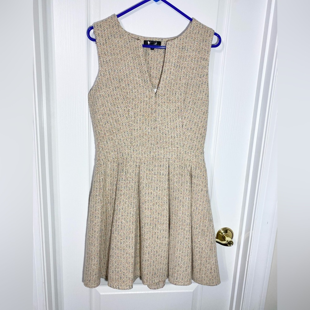 NEW MODCLOTH Cutie London Sleeveless Tweed Dress Cream UK 12 (US 8)